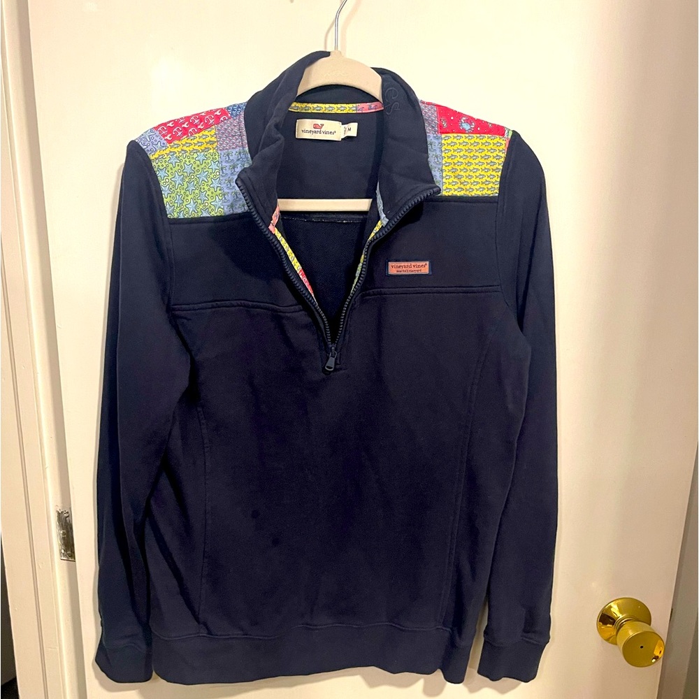 Vineyard Vines 3 Quarter Zip Patchwork Pullover - image 1